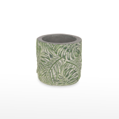 Vaso Cimento com Folhas Verde